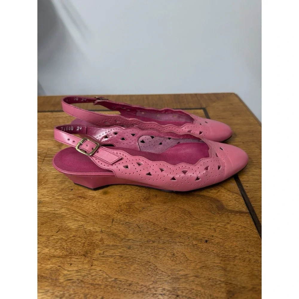 Vtg 80s Naturalizer Women's 5.5 Pink Low Wedge Heels Shoes Colorful Barbiecore